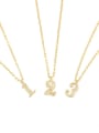 thumb Brass Cubic Zirconia Number Dainty Pendant Necklace 4