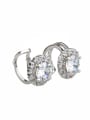 thumb Brass  Round Cubic Zirconia  Dainty Clip Earring 3