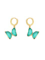 thumb Brass Imitate crystal Butterfly Dainty Drop Trend Korean Fashion Earring 0