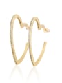 thumb Brass Cubic Zirconia Heart Dainty Hoop Earring 0