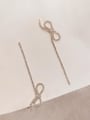 thumb Brass Cubic Zirconia Asymmetric Bow Tassel Trend Threader Earring 0