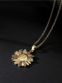 thumb Brass Cubic Zirconia Smiley Vintage Sun Flower Pendant Necklace 2