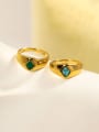 thumb Brass Glass Stone Geometric Minimalist Band Ring 0