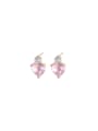 thumb Brass Cubic Zirconia Pink Heart Dainty Stud Earring 0