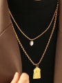 thumb Brass Imitation Pearl Geometric Vintage Necklace 1