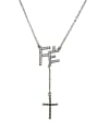 thumb Brass Cubic Zirconia Letter Vintage Lariat Necklace 1