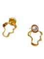 thumb Brass Imitation Pearl Geometric Vintage Stud Trend Korean Fashion Earring 3
