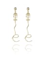 thumb Copper Exaggerated personality Fishbone letter Long Trend Korean Fashion Earrings 0