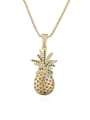 thumb Brass Cubic Zirconia Friut Vintage Pineapple Pendant Necklace 0