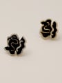 thumb Brass Cubic Zirconia Enamel Flower Vintage Stud Trend Korean Fashion Earring 3