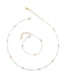 thumb Brass Glass beads Minimalist Irregular  Bracelet and Necklace Set 0