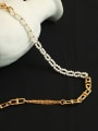 thumb Brass Freshwater Pearl  Hollow Geometric Vintage Necklace 1
