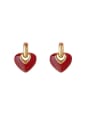 thumb Brass Enamel Heart Minimalist Drop Earring 0