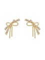 thumb Brass Cubic Zirconia Bowknot Trend Stud Earring 0