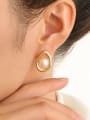 thumb Brass Imitation Pearl Water Drop Vintage Stud Earring 1