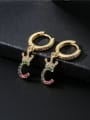 thumb Brass Cubic Zirconia Letter Vintage Huggie Earring 3