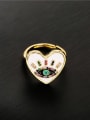 thumb Brass Enamel Cubic Zirconia Heart Vintage Band Ring 2
