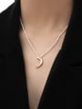 thumb Brass Freshwater Pearl Moon Artisan Pandant Necklace 1