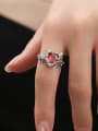 thumb Brass Cubic Zirconia Heart Vintage Band Ring 1