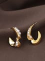 thumb Brass Imitation Pearl Geometric Vintage C shape Stud Earring 0