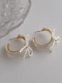 thumb Brass Imitation Pearl Bowknot Minimalist Stud Earring 1