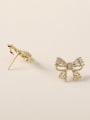 thumb Brass Cubic Zirconia Bowknot Vintage Stud Trend Korean Fashion Earring 3