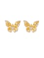 thumb Brass Cubic Zirconia Butterfly Luxury Stud Earring 0
