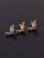 thumb Brass with Cubic Zirconia Multi Color Flower Minimalist Stud Earring(single) 3