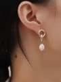 thumb Copper Imitation Pearl Geometric Dainty Drop Trend Korean Fashion Earring 1
