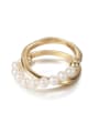 thumb Brass Imitation Pearl Geometric Hip Hop Stackable Ring 3