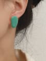 thumb Brass Enamel Asymmetric Irregular Minimalist Stud Earring 2