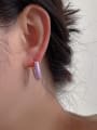 thumb Alloy Enamel Geometric Minimalist Huggie Earring 1