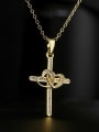 thumb Brass Cubic Zirconia Cross Vintage Necklace 2