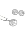 thumb Brass Cubic Zirconia Minimalist Tree Earring and Necklace Set 1