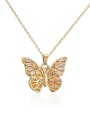 thumb Brass Rhinestone  Trend Butterfly Pendant Necklace 1