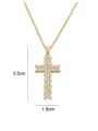 thumb Brass Cubic Zirconia  Vintage Cross Pendant Necklace 3