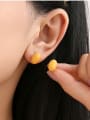 thumb Brass Enamel Oval Minimalist Stud Earring 1