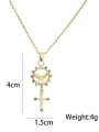 thumb Brass Cubic Zirconia Key Vintage Cross Pendant Necklace 1
