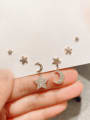 thumb Brass Cubic Zirconia Trend  Star  Moon Set Stud Earring 0