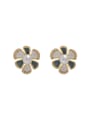 thumb Brass Imitation Pearl Enamel Flower Minimalist Stud Earring 0