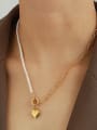 thumb Brass Freshwater Pearl Heart Minimalist Necklace 1