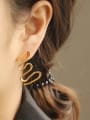 thumb Brass Asymmetrical lines Vintage Stud Earring 2