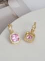 thumb Brass Cubic Zirconia Pink Geometric Dainty Stud Earring 3