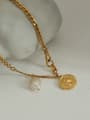 thumb Brass Freshwater Pearl Coin Vintage Multi Strand Necklace 2