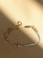 thumb Brass Cubic Zirconia  Vintage Asymmetric hollow chain Link Bracelet 1
