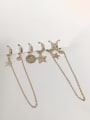 thumb Brass Cubic Zirconia Five Pointed Star Tassel Trend  Set Threader Earring 0