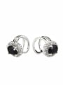 thumb Brass Round Cubic Zirconia Round Dainty Clip Earring 3