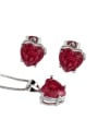 thumb Brass Heart  Cubic Zirconia Earring and Necklace Set 1