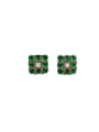 thumb Brass Cubic Zirconia Green Geometric Dainty Stud Earring 0