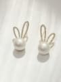 thumb Brass Imitation Pearl Irregular Bohemia Rabbit ears  Stud Trend Korean Fashion Earring 0